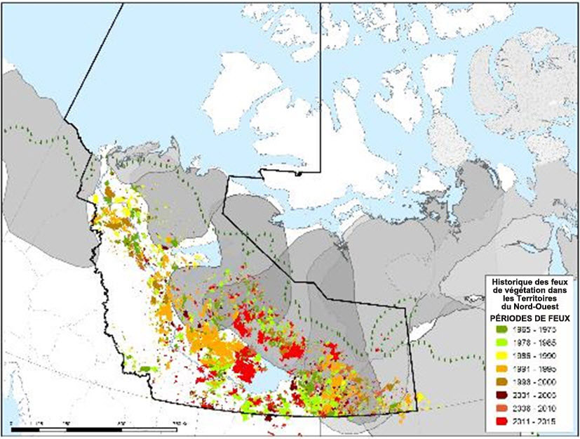 Historique des feux de 1965 à 2015 dans les Territoires du Nord Ouest