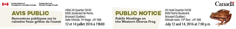 Public Notice - Public Meetings on the Western Chorus Frog