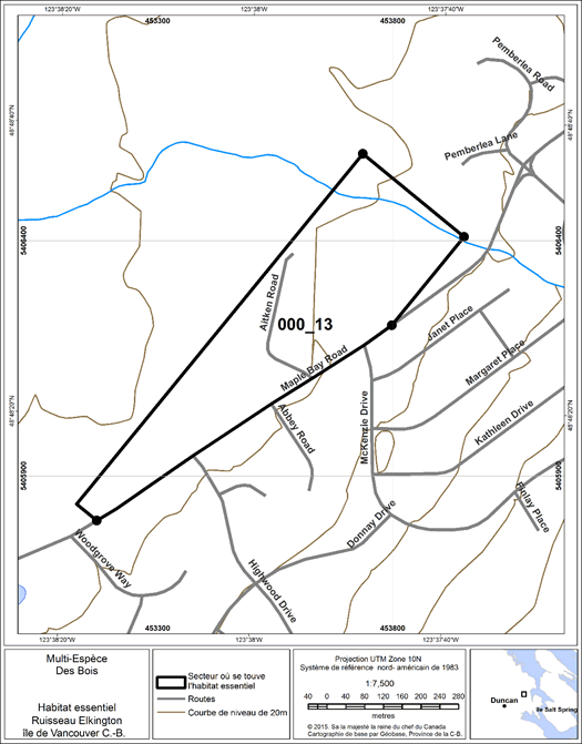 Figure 16. Secteur où se trouve de l’habitat essentiel.