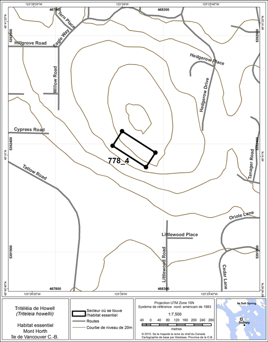 Figure 17. Secteur où se trouve de l’habitat essentiel.