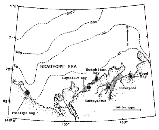 Figure 6. Canadian distribution of pighead prickleback (Acantholumpenus mackayi) off the Mackenzie River estuary (Yukonand Northwest Territories)