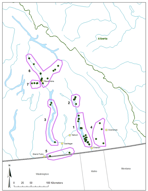 Coeur dAlene Salamander distribution in British Columbia