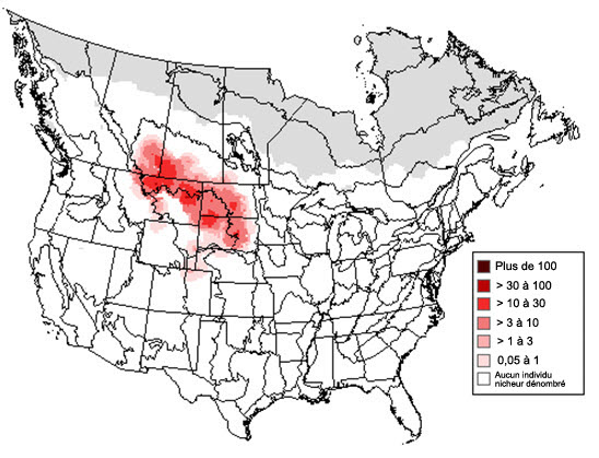 Répartition d'après le Relevé des oiseaux nicheurs