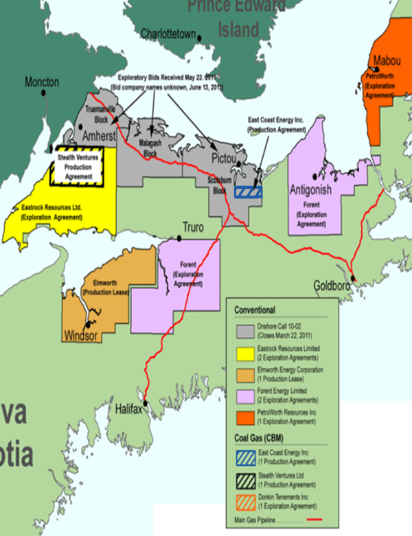 Proposed areas for hydrofracturing activities