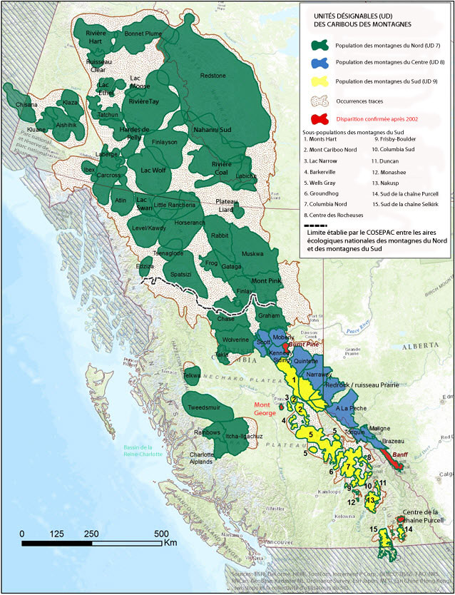 Sous populations de caribous des montagnes du Nord