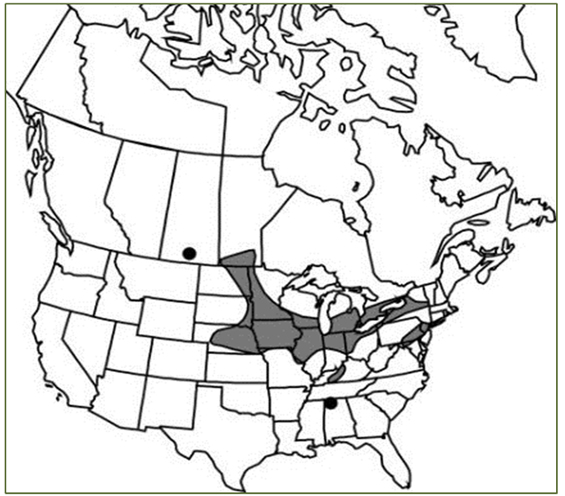 Figure 2 - Map: Small White Lady's-slipper distribution. (See detailed description below.)
