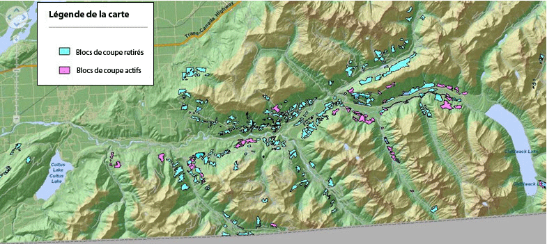 Carte en relief de la vallée de la Chilliwack.