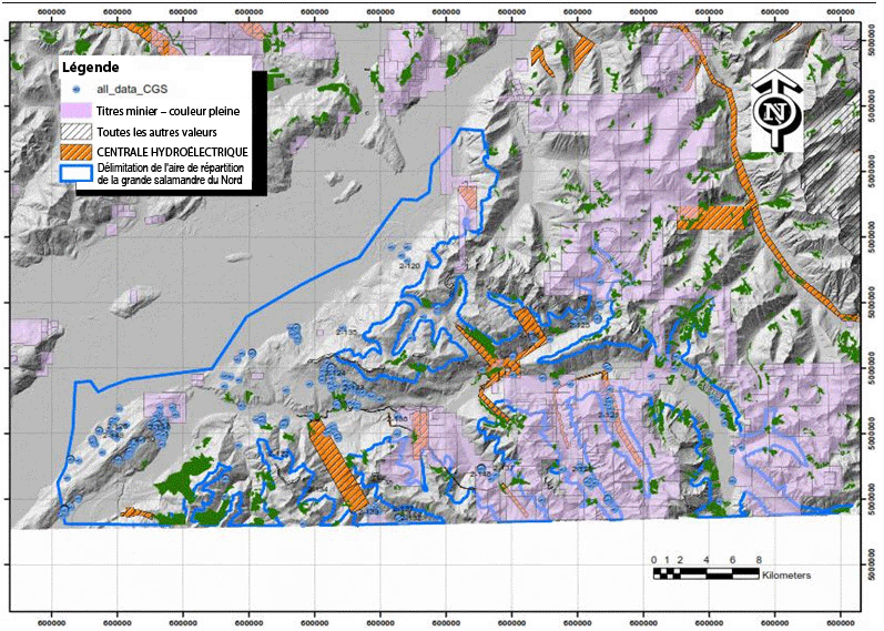 Carte en relief montrant les emplacements des projets de production d'énergie renouvelable.