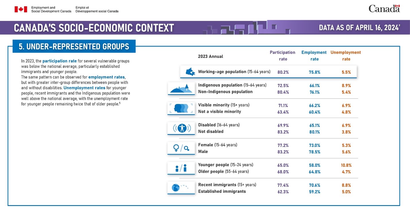 Figure of Canada's socio-economic context: under-represented groups