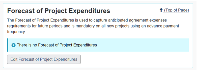 Figure 43 – Summary of application - Forecast of project expenditures: description follows