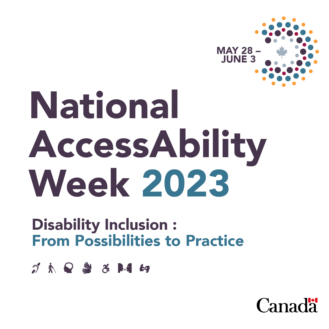 Small visual without photo for the National AccessAbility Week 2023. Text version follows.