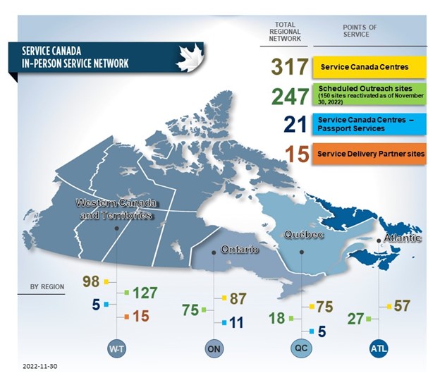 Figure 1: Service Canada in-person service network, as of November 30, 2022