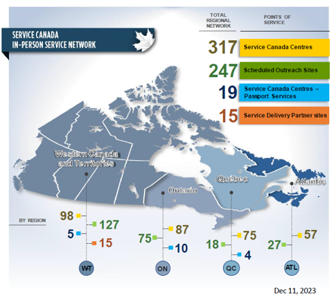 Figure 1: Service Canada in-person service network, as of December 11, 2023