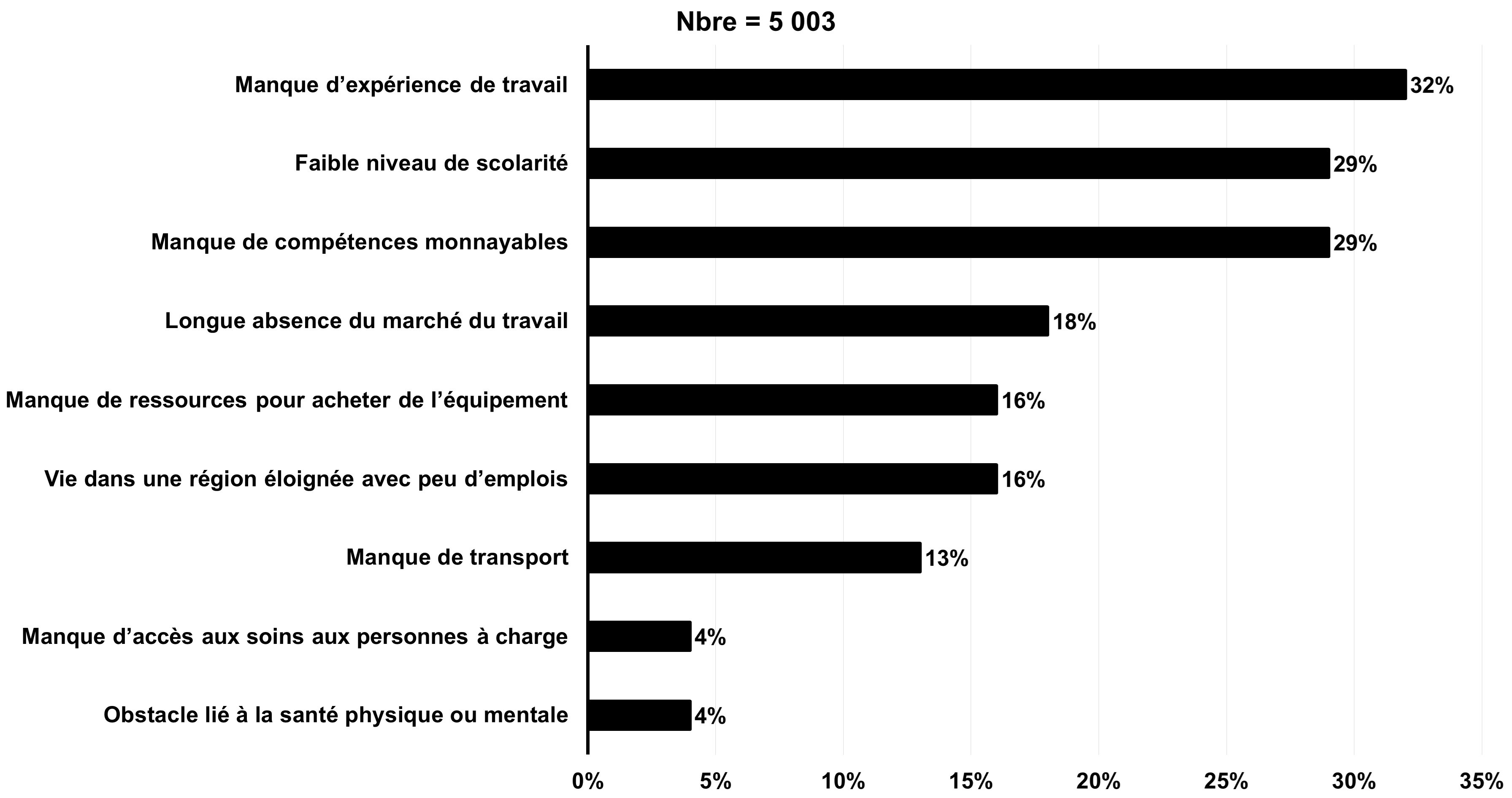 Figure 6 : Types d’obstacles auxquels sont confrontés les participants au FCP - Description textuelle suit