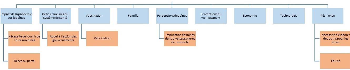 Diagramme en arborescence des thèmes et sous-thèmes du discours des aînés