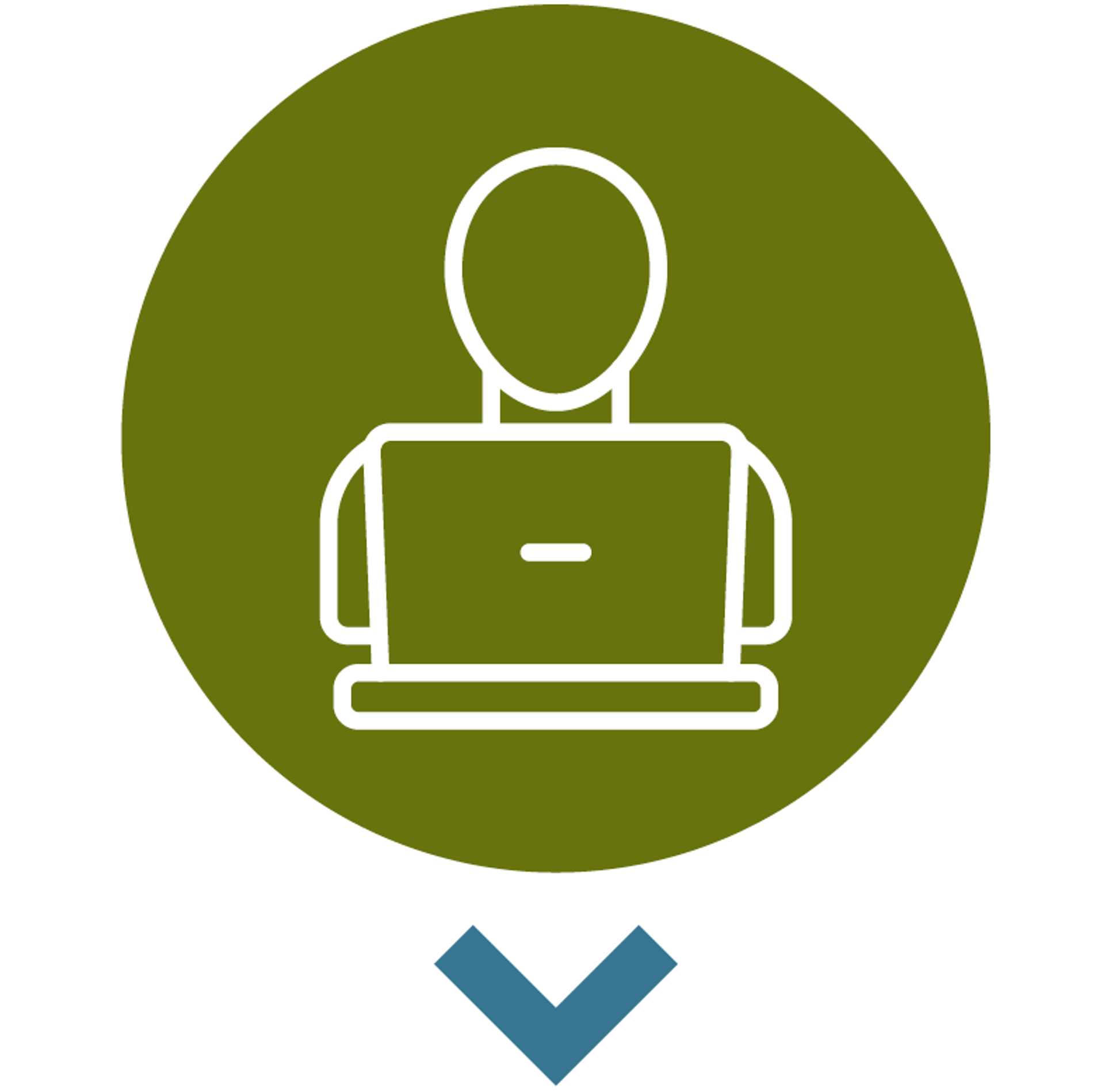 Icône pour les individus, représentée par une personne derrière un ordinateur