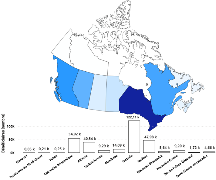Bénéficiaires d’un REEI selon la province ou le territoire de résidence, 2024. La version texte suit.
