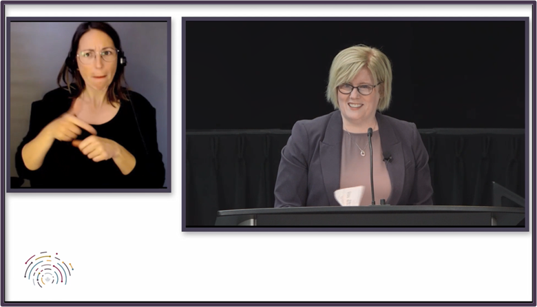 Screenshot of Minister Qualtrough.  A Sign Language interpreter is on the left of the screen.