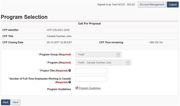 Grants and contributions online services: User guide (Submitting an