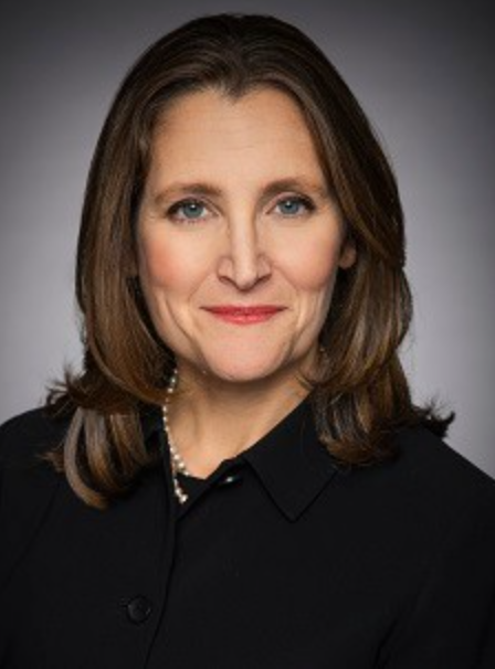 L'honorable Chrystia Freeland, C.P., députée, Vice-première ministre et ministre des Finances