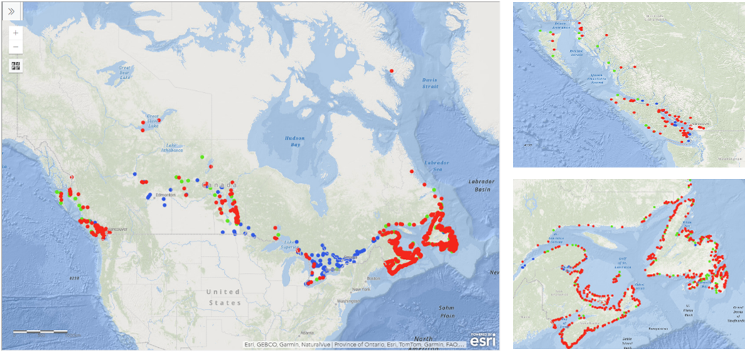 Figure 3 : Carte des ports pour petits bateaux, Pêches et Océans Canada