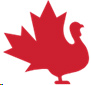 A logo shapped like an turkey with the tail a stylized maple leaf
