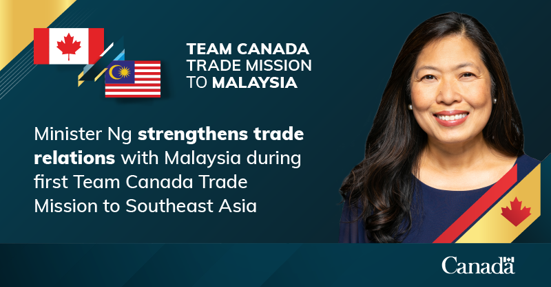 黄部长在第一届加拿大贸易队期间加强与马来西亚的贸易关系……