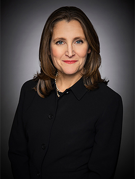 The Honourable Chrystia Freeland, Deputy Prime Minister and Minister of Finance