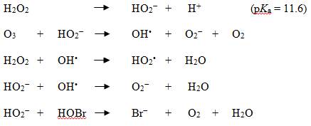 Un résumé des réactions chimiques lorsque le peroxyde d’hydrogène et l’ozone sont utilisés pour contrôler la formation de bromate