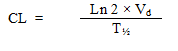 L'équation utilisée pour calculer la clairance (CL) chez les animaux et les humains.