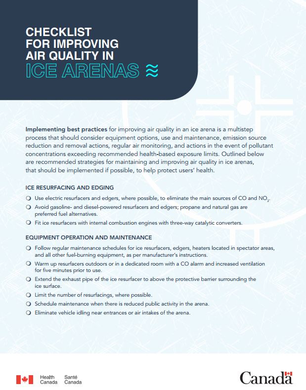 Checklist for improving air quality in ice arenas