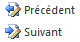 Capture d'écran des boutons du suivi des modifications Suivantes et Précédents.
