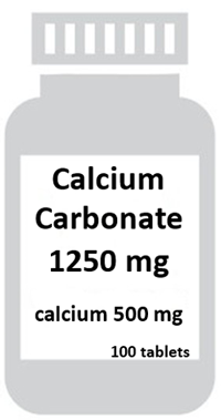 Examples of recommended label formats for the principal display panel of mineral supplements: Calcium Carbonate 1250mg
