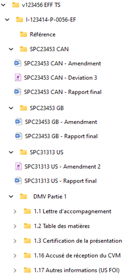 Structure de fichier pour aider avec l'exemple de soumission