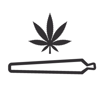 Cannabis leaf and joint