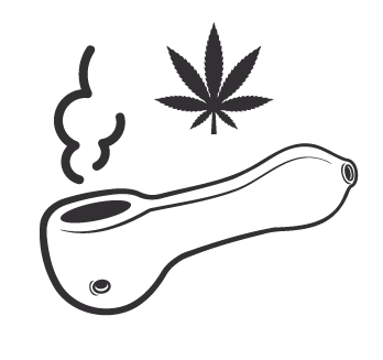 Cannabis leaf and hand pipe
