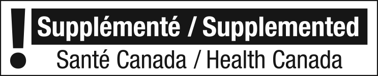 Figure 2. Exemple d'un identifiant bilingue des aliments supplémentés avec mise en garde