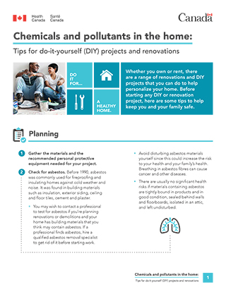 Chemicals and pollutants in the home: Chemical safety for renovations and do-it-yourself (DIY) projects