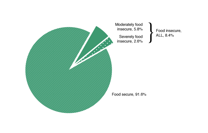 Pie chart: Household food insecurity in Canada, 2011-2012. Text description follows.