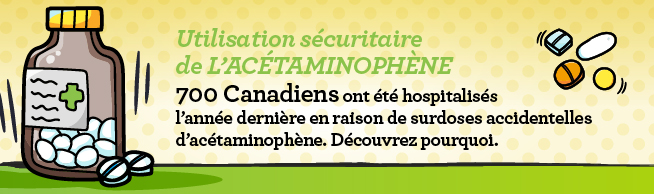 L'utilisation sécuritaire de acétaminophène:  700 Canadiens on été hospitalisés l'année dernière en raison de surdoses accidentelles d' acétaminophène. Découvrez pourqoui.