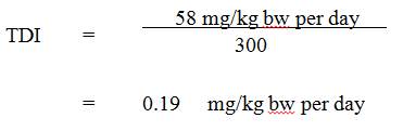 The TDI for Barium is 0.19 mg/kg body weight per day