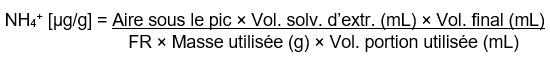 Calcul de la teneur en ion ammonium