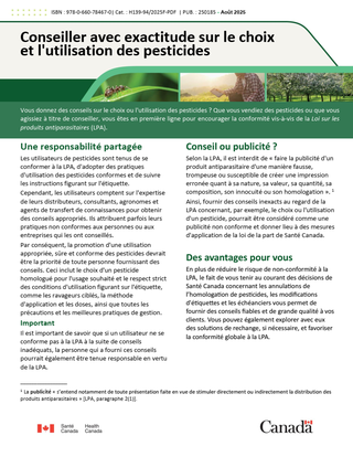 Conseiller avec exactitude sur le choix
et l'utilisation des pesticides
