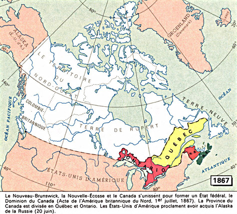 Carte du Canada en 1867