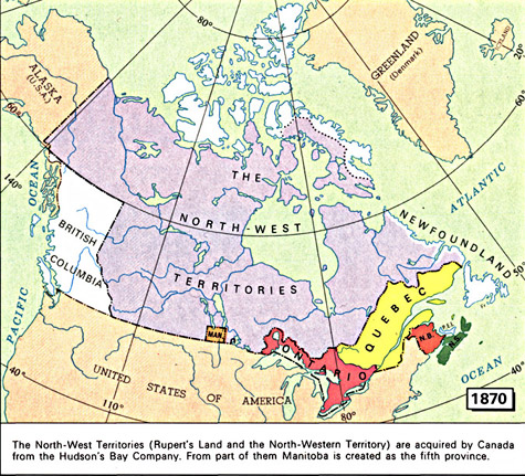 Map of Canada in 1870