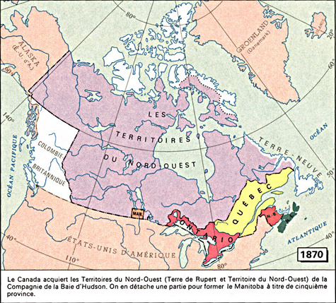 Carte du Canada en 1870
