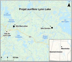Carte indiquant l’emplacement du projet aurifère Lynn Lake.