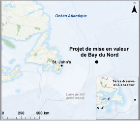 Carte indiquant l’emplacement du projet de mise en valeur de Bay du Nord.