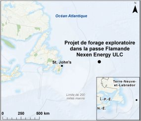 Carte indiquant l’emplacement d u projet de forage exploratoire dans la passe Flamande Nexen Energy ULC.
