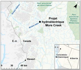 Carte indiquant l’emplacement du projet hydroélectrique More Creek.
